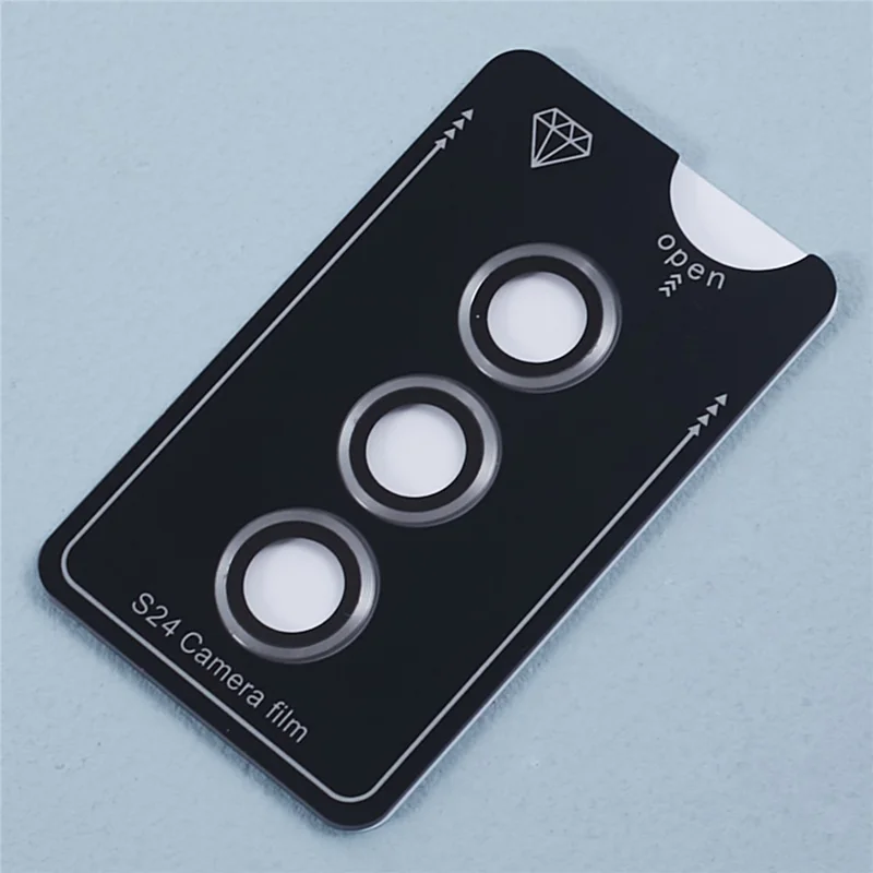 For Samsung Galaxy S24 1 Set Camera Lens Protector Metal Ring Tempered Glass Lens Film - Grey