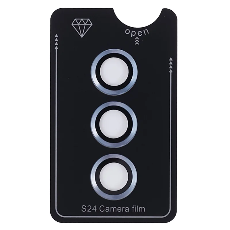 For Samsung Galaxy S24 1 Set Camera Lens Protector Metal Ring Tempered Glass Lens Film - Blue