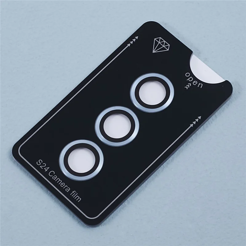 For Samsung Galaxy S24 1 Set Camera Lens Protector Metal Ring Tempered Glass Lens Film - Blue