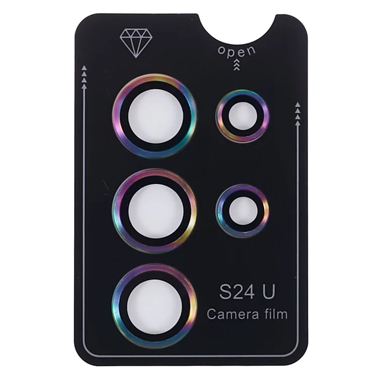 For Samsung Galaxy S24 Ultra 1 Set Tempered Glass Lens Protector Metal Ring Lens Protector - Multi-color