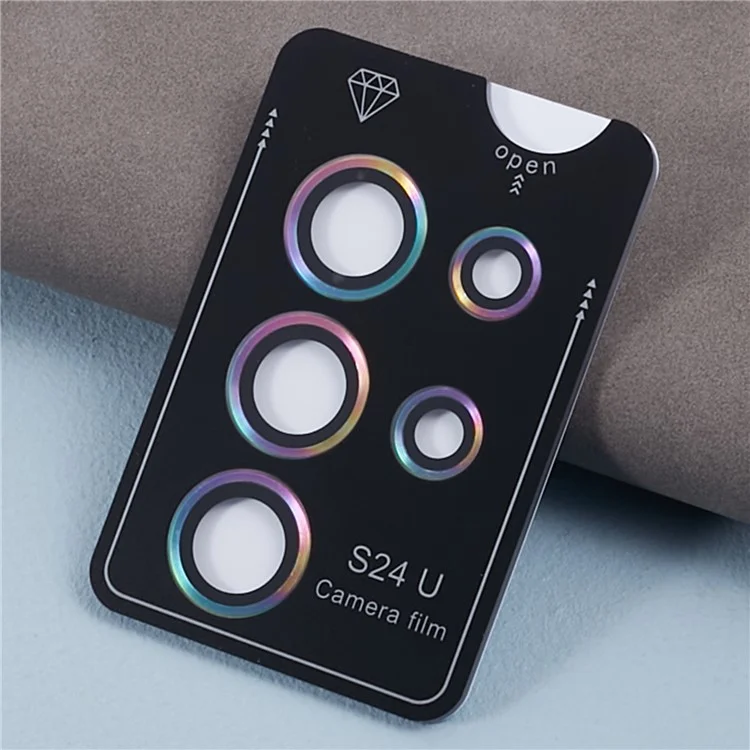 For Samsung Galaxy S24 Ultra 1 Set Tempered Glass Lens Protector Metal Ring Lens Protector - Multi-color