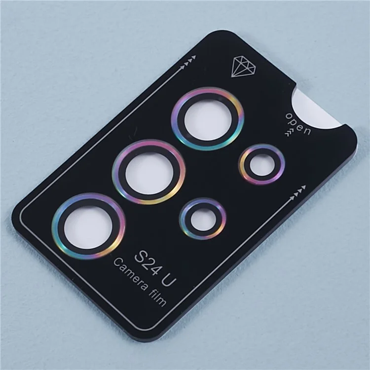 For Samsung Galaxy S24 Ultra 1 Set Tempered Glass Lens Protector Metal Ring Lens Protector - Multi-color