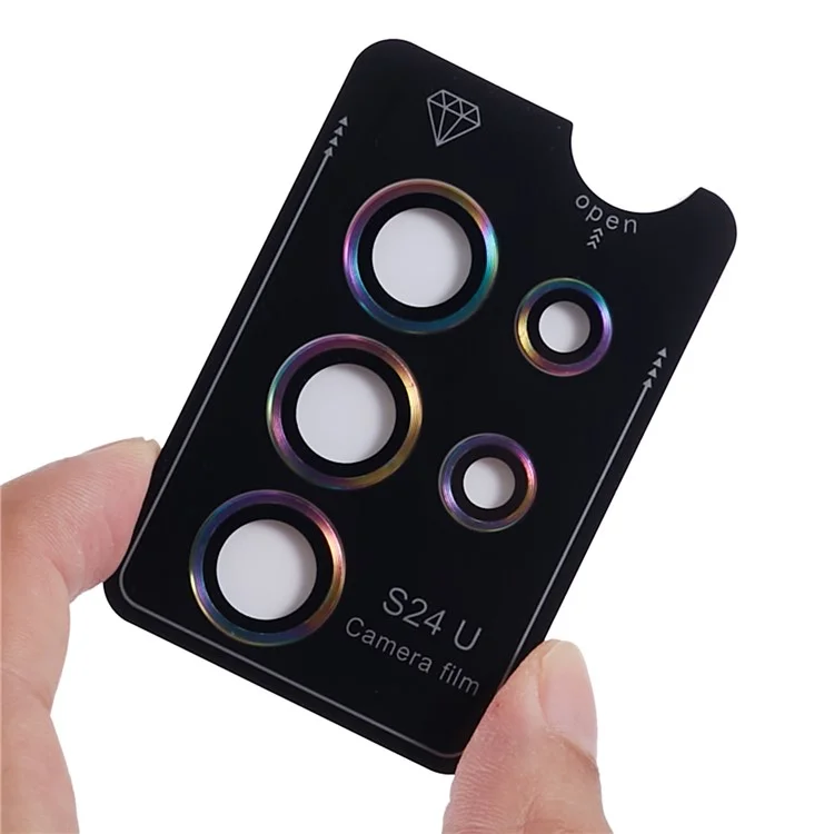 For Samsung Galaxy S24 Ultra 1 Set Tempered Glass Lens Protector Metal Ring Lens Protector - Multi-color