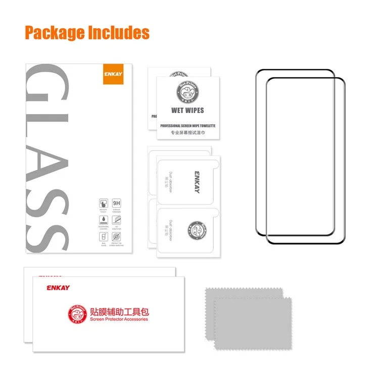 ENKAY HAT PRINCE 2PCS For Honor 100 5G Side Glue Tempered Glass Full Screen Protector 3D Curved Support Fingerprint Unlock
