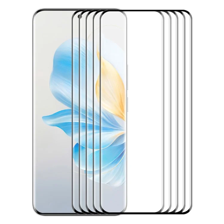 ENKAY HAT PRINCE 5PCS For Honor 100 5G Screen Protector 3D Curved Tempered Glass Side Glue Support Fingerprint Unlock