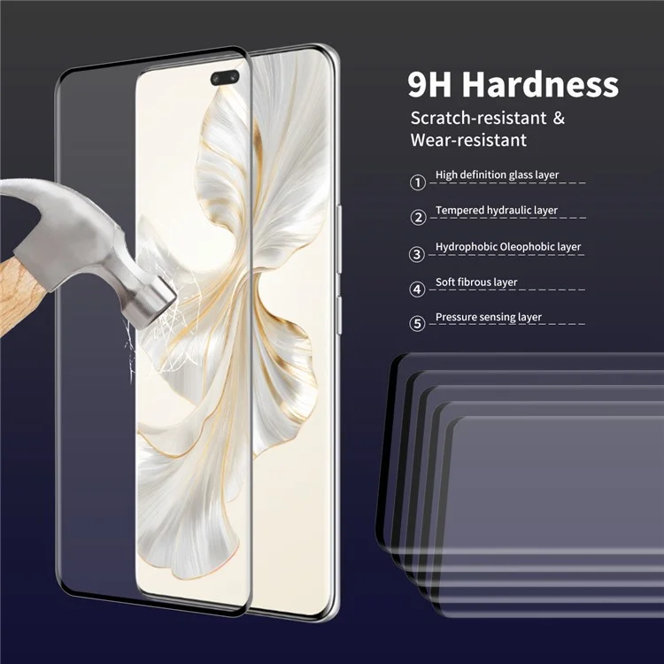 ENKAY HAT PRINCE 5PCS для Honor 100 Pro 5G 9H Hardness 3D Curved Tempered Glass Side Glue Film