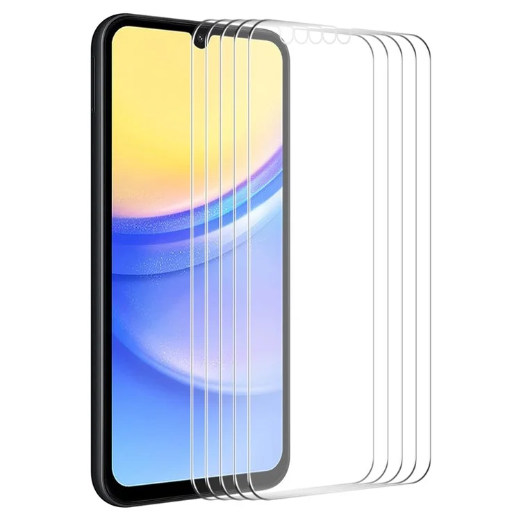 ENKAY HAT PRINCE 5Pcs For Samsung Galaxy A15 4G / 5G High Aluminium-silicon Glass Film 0.26mm 2.5D Screen Protector