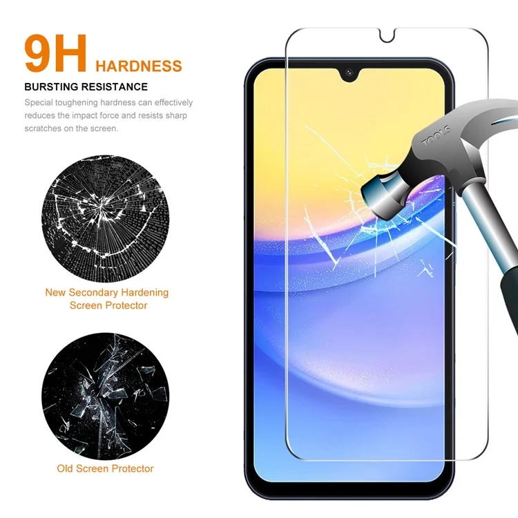 ENKAY HAT PRINCE 2Pcs Per Samsung Galaxy A15 4G / 5G Vetro ad Altissimo Alluminio-Silicio 0,26mm Ultra Sottile Film