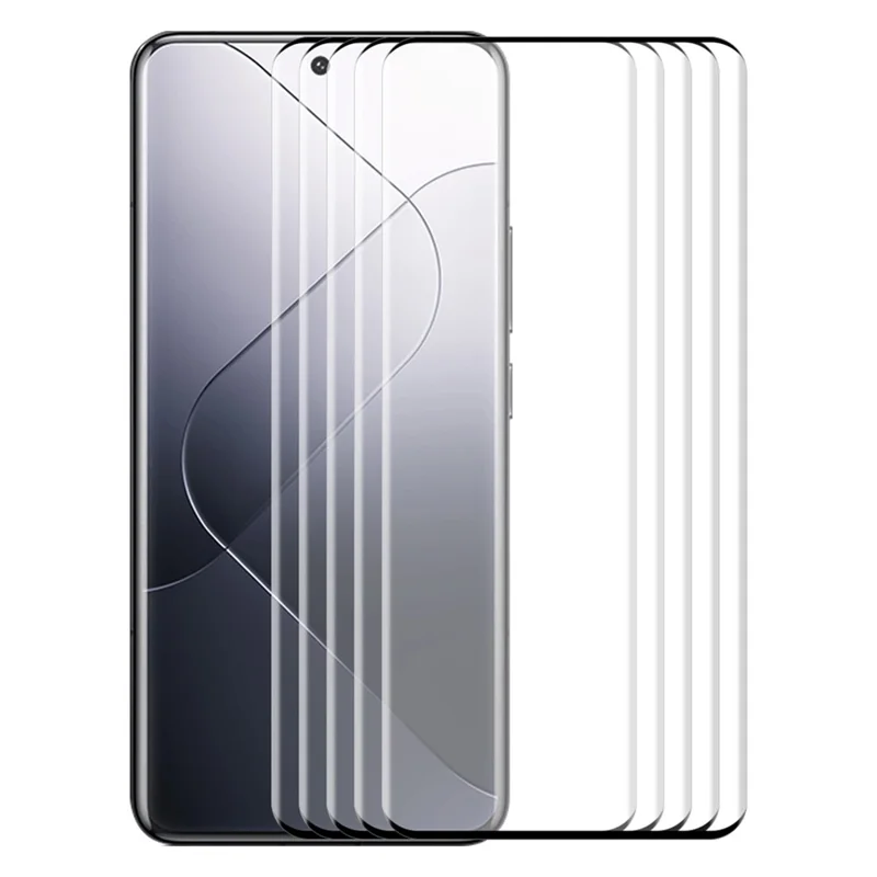 ENKAY HAT PRINCE 5PCS For Xiaomi 14 Pro High Transparency 3D Curved Tempered Glass Side Glue Film Support Fingerprint Unlock
