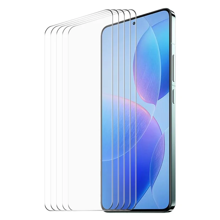 ENKAY HAT PRINCE 5Pcs для Xiaomi Poco F6 Pro 5G / Redmi K70 5G / K70 Pro 5G / K70E 5G, стеклянный экранный протектор с закругленными краями, выполненный из высококачественного алюминиево-кремниевого стекла
