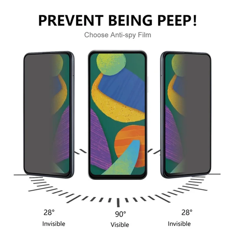 For Samsung Galaxy A55 5G Anti-spy 180 Degree Film Full Glue Tempered Glass Screen Protector