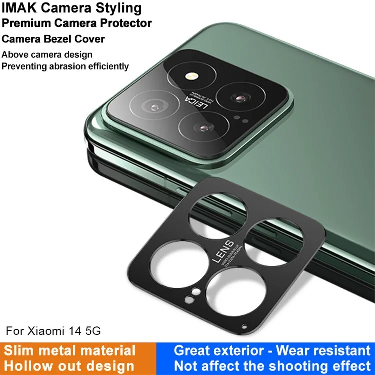 IMAK Metal Lens Cover for Xiaomi 14 Phone Rear Camera Lens Bezel Protector