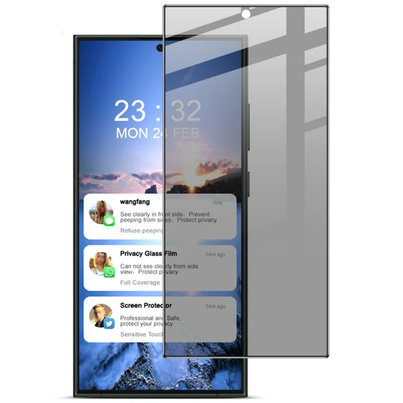 IMAK Für Samsung Galaxy S24 Ultra-temperatur-gla-bildschirmschutz Anti-peep-privatsphäre Schutz Film