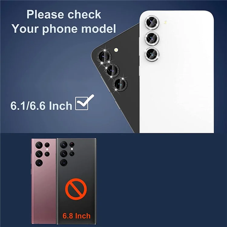 ENKAY HAT PRINCE para Samsung Galaxy S24 Protector de lente de cámara Decoración con purpurina Individual Película de lente - Negro