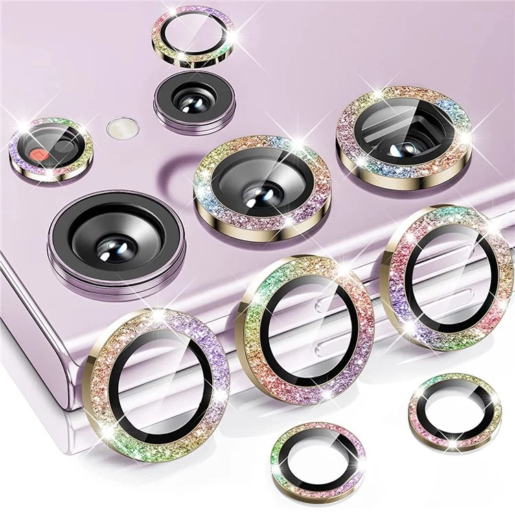 ENKAY HAT PRINCE For Samsung Galaxy S24 Ultra Camera Lens Protector Aluminum Alloy Glitter Ring Lens Film - Colorful