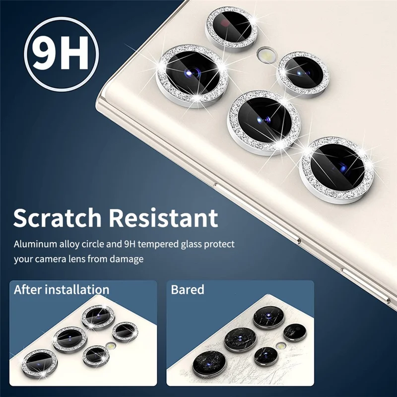 ENKAY HAT PRINCE Für Samsung Galaxy S24 Ultra Kameraobjektiv-Schutz Aluminiumlegierung Glitzerring Objektivfilm - Schwarz