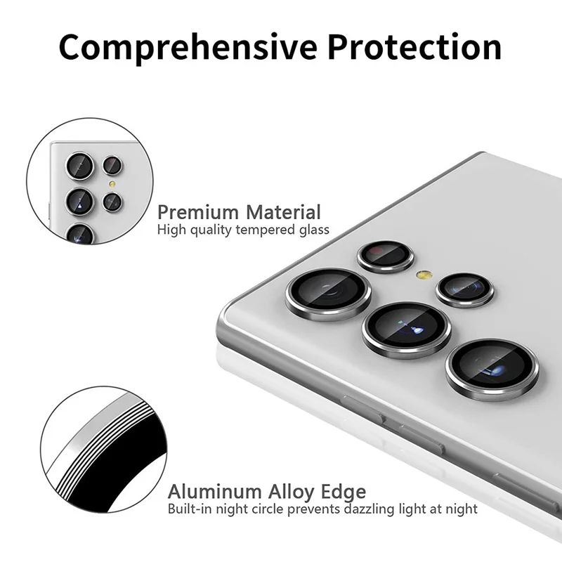 ENKAY HAT PRINCE Para Samsung Galaxy S24 Ultra Protector de lente de cámara Vidrio templado 9H, HD Transparente - Gris