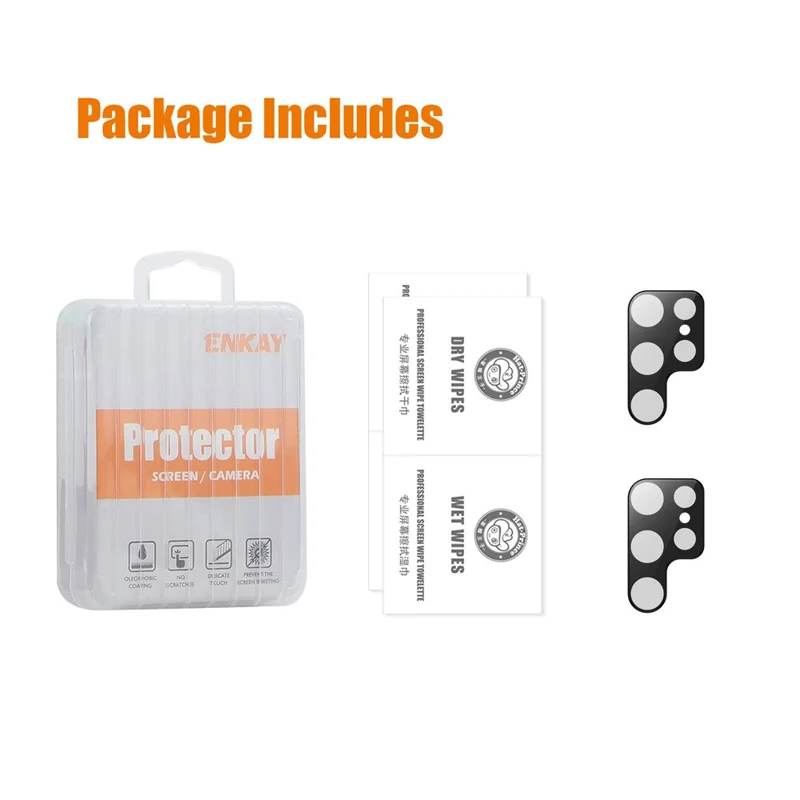 ENKAY HAT PRINCE 2Pcs For Samsung Galaxy S24 Ultra Camera Lens Protector Tempered Glass Back Camera Protection - Black