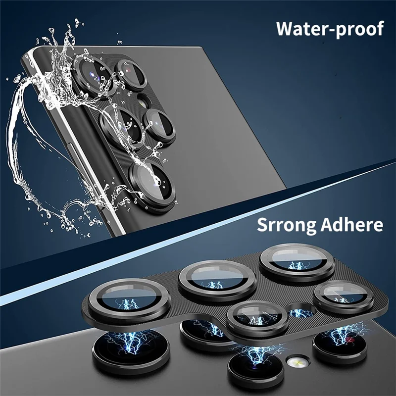 ENKAY HAT PRINCE per Samsung Galaxy S24 Ultra Protezione obiettivo fotocamera in lega di alluminio + Vetro temperato anti-graffio - Nero