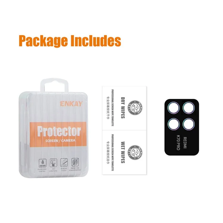 ENKAY HAT PRINCE Para Xiaomi Redmi K70 5G / K70 Pro 5G / K70E 5G / Poco X6 Pro 5G Protetor de Lente da Câmera Individual Filme Traseiro da Lente - Colorido