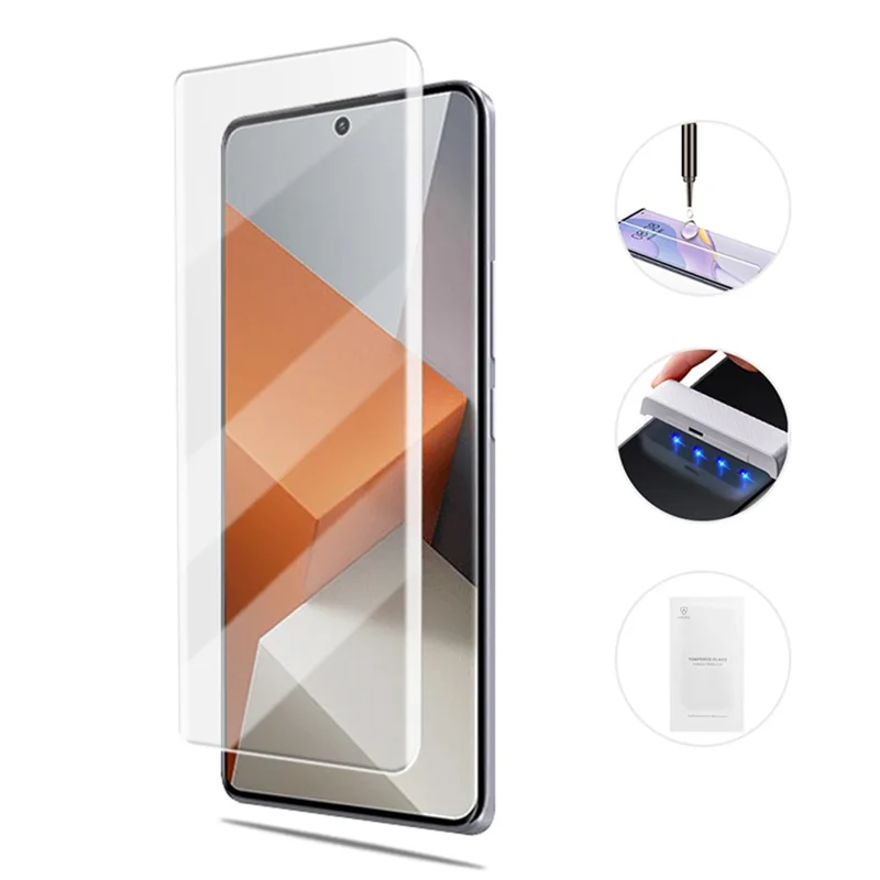 Amorus Für Xiaomi Redmi Anmerkung 13 Pro+ 5G Bildschirmschutz Flüssigkeit UV Temperiertes Glas 3D -gekrümmter Film