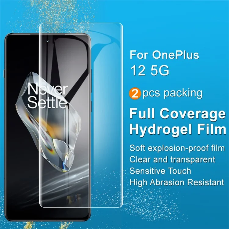 IMAK 2 piezas / Juego de película de hidrogel III para OnePlus 12 5G Película de TPU Protector de pantalla sensible al tacto HD