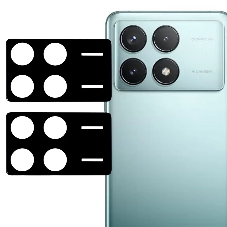 2 pièces pour Xiaomi Redmi K70 5G / K70E 5G / K70 Pro 5G / Poco X6 Pro 5G / Poco F6 Pro 5G Film de protection de l'objectif de la caméra Impression en sérigraphie Verre trempé Protecteur d'objectif