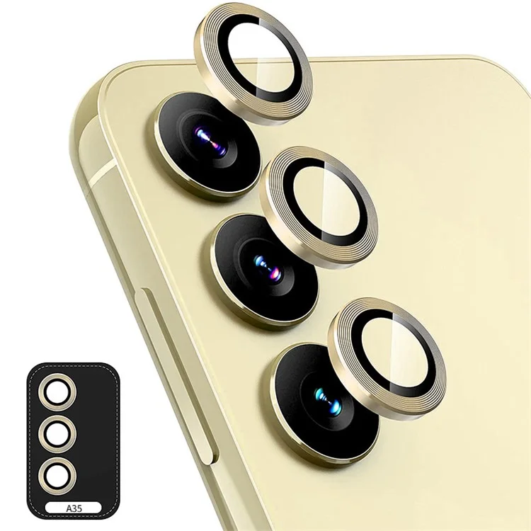 ENKAY HAT PRINCE Para Samsung Galaxy A35 5G Protector de lente de cámara Anillo de 9H de dureza Película de vidrio templado - Oro