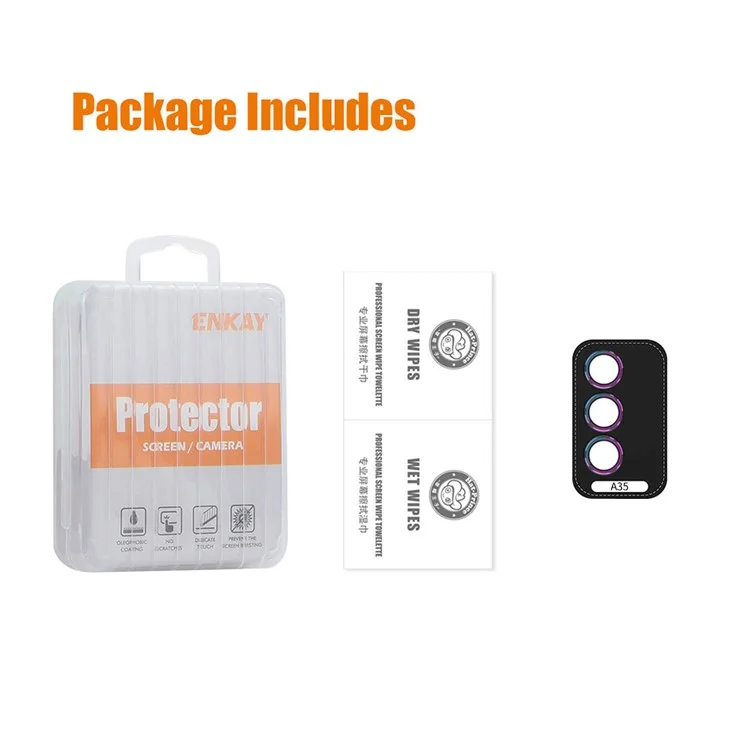 ENKAY HAT PRINCE Para Samsung Galaxy A35 5G Protector de lente de cámara Anillo de 9H de dureza Película de vidrio templado - Oro