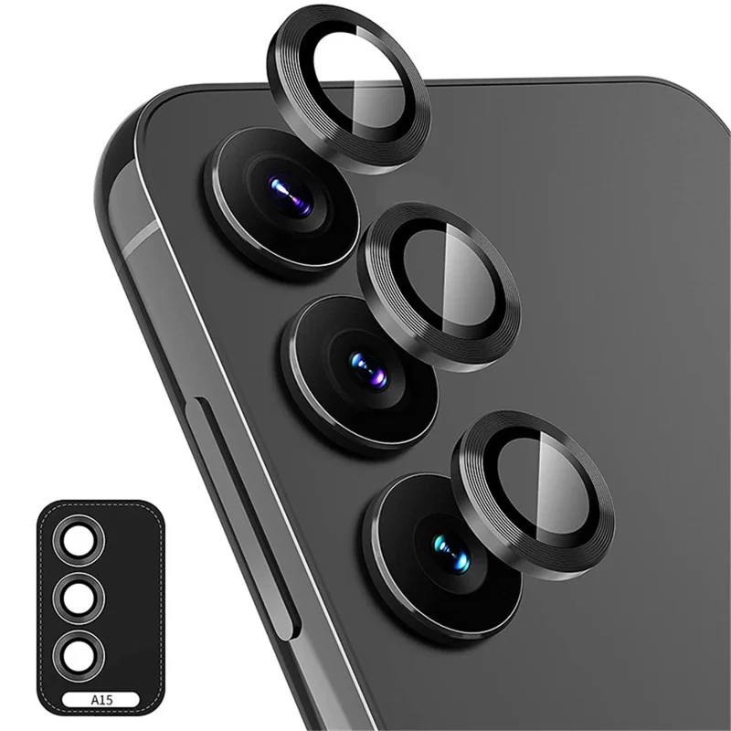 ENKAY HAT PRINCE per Samsung Galaxy A15 4G / 5G Protezione lente fotocamera Anello in metallo singolo Pellicola lente posteriore - Nero