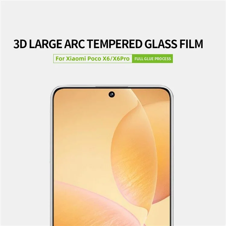 PINWUYO JK 3D Curved Tempered Glass Film-2 para Xiaomi Redmi K70E 5G / Poco X6 / Poco X6 Pro 5G Protector de pantalla completa
