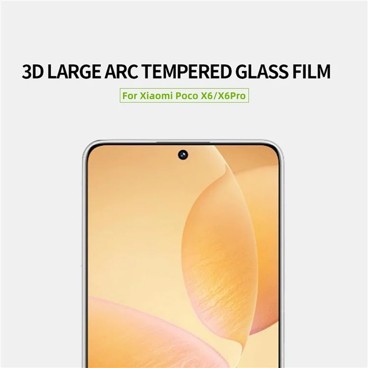 MOFI JK 3D Película de Vidrio Templado-1 para Xiaomi Redmi K70E 5G / Poco X6 / Poco X6 Pro 5G Protector de Pantalla Curvo HD de Pantalla Completa