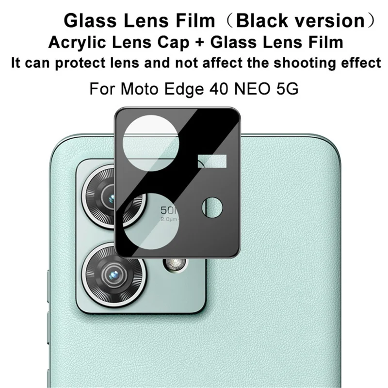 IMAK For Motorola Edge 40 Neo 5G Tempered Glass Camera Lens Film+Acrylic Lens Cap (Black Version)