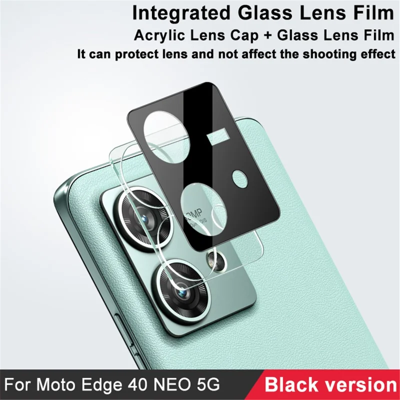IMAK For Motorola Edge 40 Neo 5G Tempered Glass Camera Lens Film+Acrylic Lens Cap (Black Version)