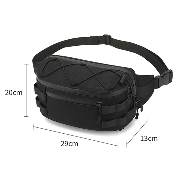 OZUKO 9340 Outdoor Molle Chest Bag Oxford Cloth Multi-function Men Waist Pack - Black