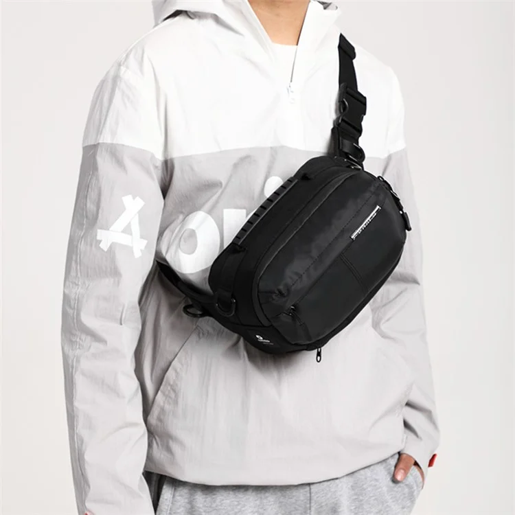 OZUKO 9260 Men Waterproof Crossbody Chest Bag Outdoor Sports Waist Bag - Black
