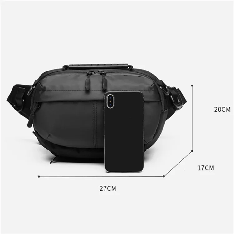 OZUKO 9260 Men Waterproof Crossbody Chest Bag Outdoor Sports Waist Bag - Black