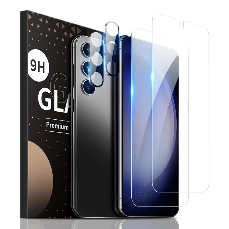 2Pcs Screen Protector for Samsung Galaxy S23+ High Aluminum-silicon Glass Film with 2Pcs Camera Lens Protector