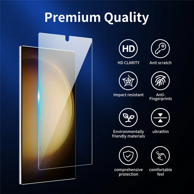 2Pcs Screen Protector for Samsung Galaxy S23+ High Aluminum-silicon Glass Film with 2Pcs Camera Lens Protector