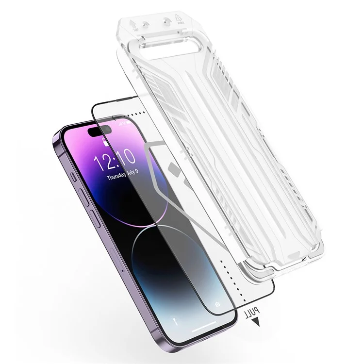WIWU SQ-005 Para iPhone 15 Pro Protetor de Tela HD 2.5D Seda Impressa Vidro Temperado Película de Telefone com Ferramentas