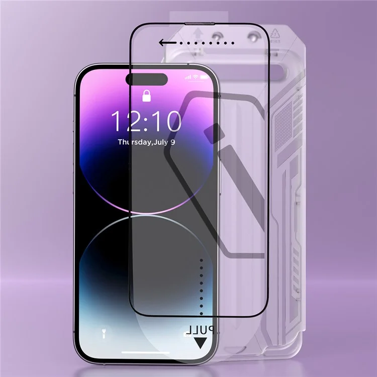 WIWU SQ-005 Para iPhone 15 Pro Protetor de Tela HD 2.5D Seda Impressa Vidro Temperado Película de Telefone com Ferramentas