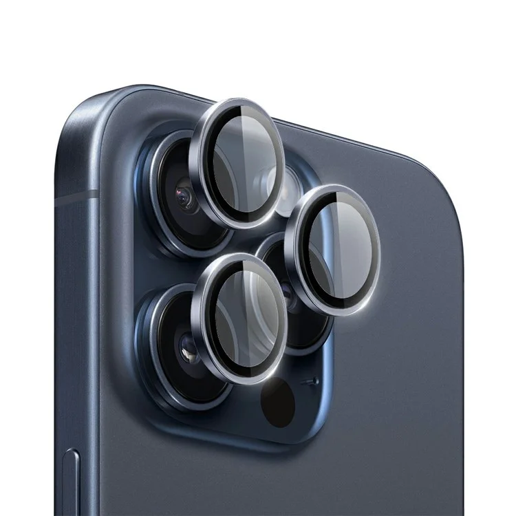WIWU LG-003 For iPhone 15 Pro Rear Lens Protector Anti-Scratch Camera Lens Film - Dark Grey
