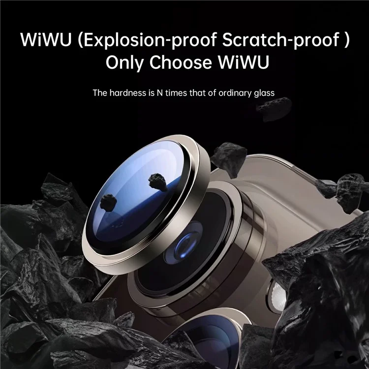 WIWU LG-004 1 Set For iPhone 15 Pro AR Tempered Glass PVD Aluminum Alloy Frame Lens Protector - Silver