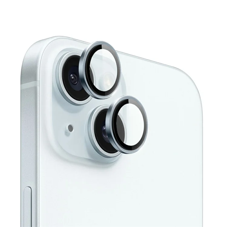WIWU LG-004 1 Set For iPhone 15 Plus / 15 PVD Tempered Glass Rear Lens Film Aluminum Alloy Frame Lens Protector - Azul