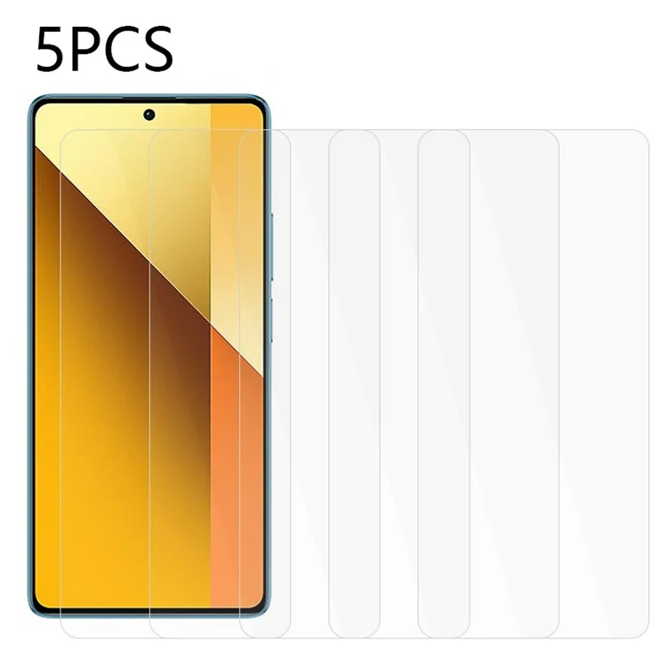 5PCS Para Xiaomi Redmi Note 13 5G Protetor de Tela 2.5D Vidro Temperado Filme 0.3mm Crystal Clarity