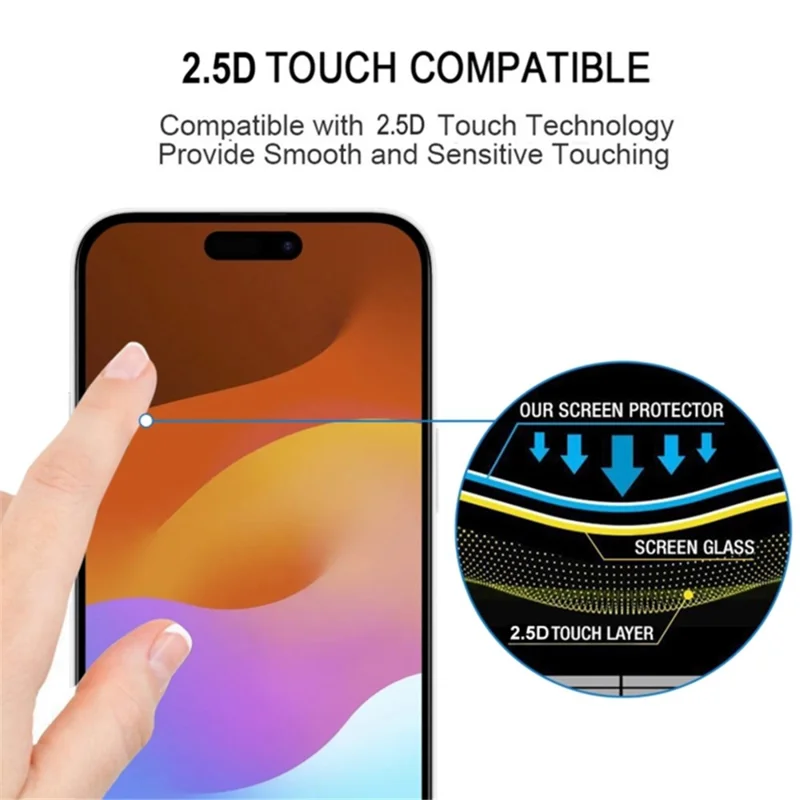 25Pz per protezione schermo iPhone 14 Pro in vetro alluminato medio con stampa seta ultra chiara