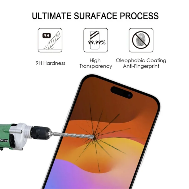 25Pz per protezione schermo iPhone 14 Pro in vetro alluminato medio con stampa seta ultra chiara
