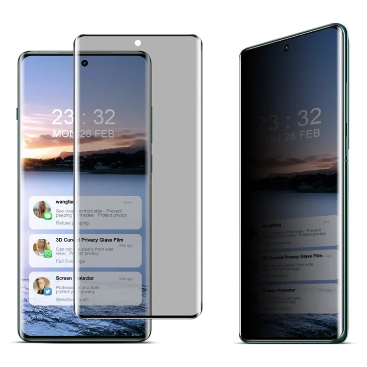 IMAK Pour Oppo Find X6 Pro Protecteur d'écran 3D Courbé Anti-Espion Verre Trempé Film Protecteur