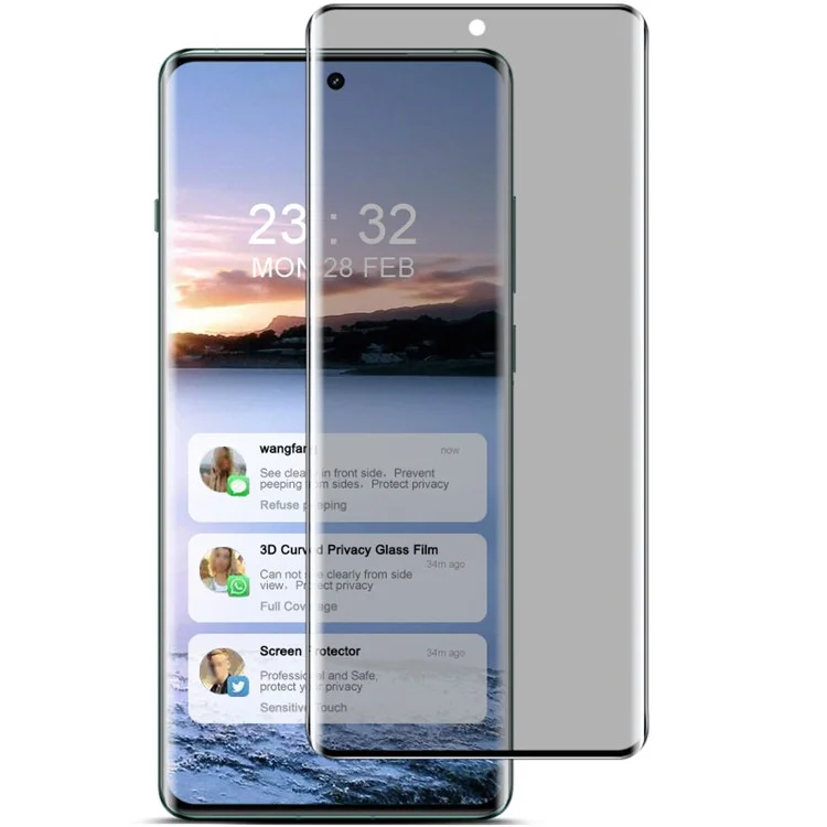 IMAK Pour Oppo Find X6 Pro Protecteur d'écran 3D Courbé Anti-Espion Verre Trempé Film Protecteur