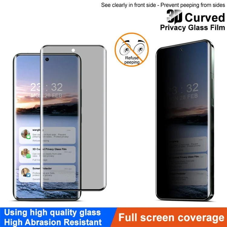 IMAK Für Xiaomi 14 Pro / 14 Ultra Bildschirmschutzfolie Antiview 3D gebogenes 9H Panzerglas-Filmen